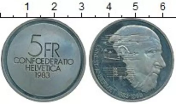 Монета 5 франков Швейцарии 1983 года Медно-никель Эрнест Ансерме
