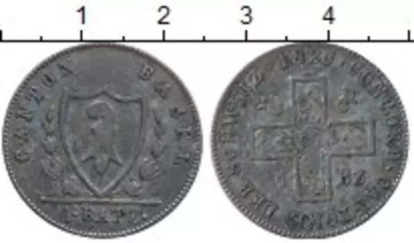 Монета батзен Базеля 1826 года Серебро