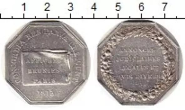 Монета Жетон Франции 1815 года Серебро Афиша в Париже