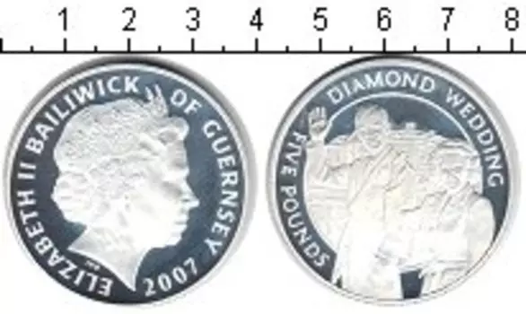 Монета 5 фунтов Гернси 2007 года Серебро Елизавета II