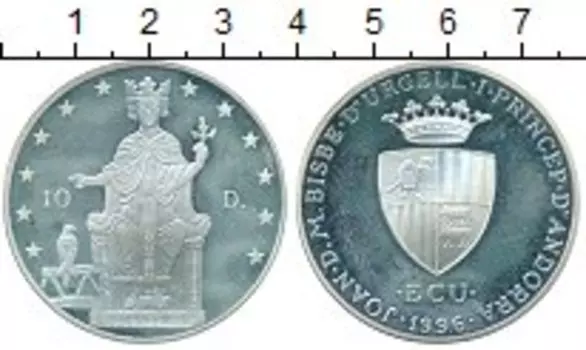 Монета 10 динерс Андорры 1996 года Серебро Фредерик II