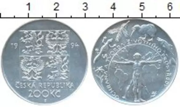 Монета 200 крон Чехии 1994 года Серебро Охрана животного мира