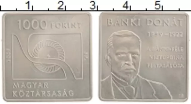 Монета 1000 форинтов Венгрии 2009 года Медно-никель 150-летие со дня рождения изобретателя Доната Банки