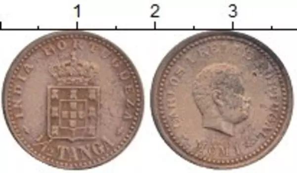 Монета 1/12 танга Португальской Индии 1901 года Бронза Карлуш I
