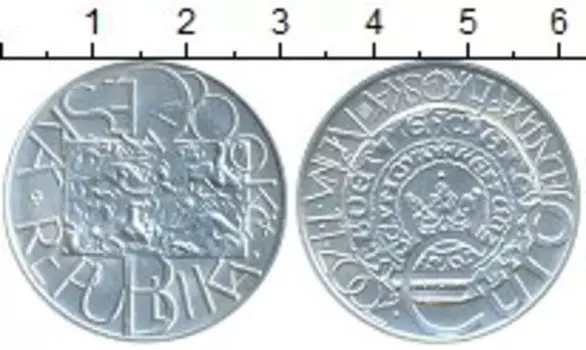 Монета 200 крон Чехии 2001 года Серебро Евро Валютная система