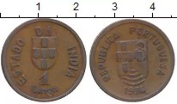 Монета таньга Португальской Индии 1934 года Бронза