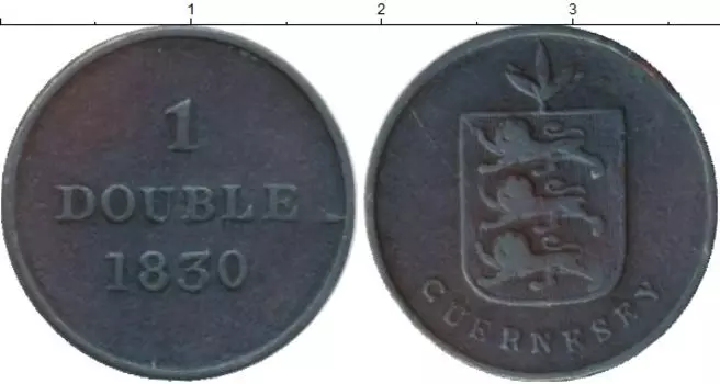 Монета дубль Гернси 1830 года Медь