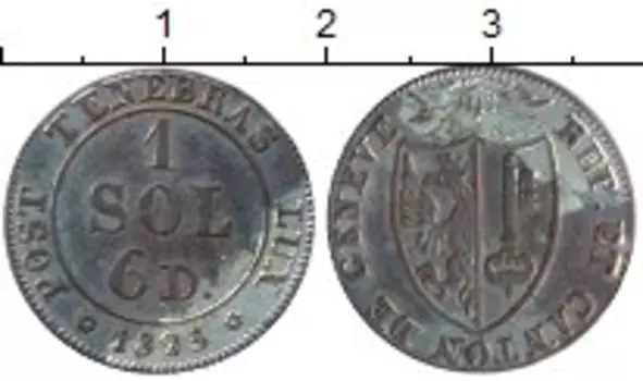 Монета соль Женевы 1825 года Серебро