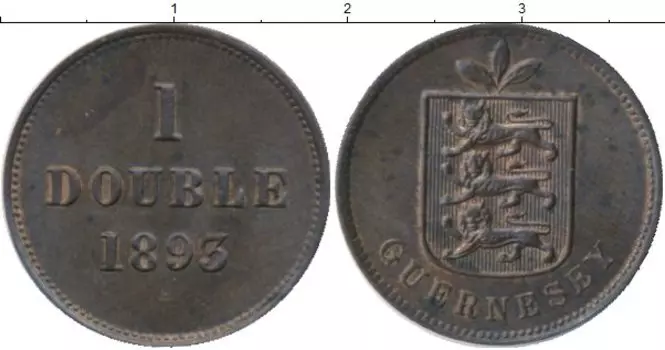 Монета дубль Гернси 1893 года Бронза