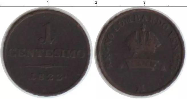 Монета чентезимо Ломбардии 1822 года Медь LOMBARDY-VENETIA
