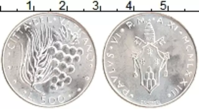 Монета 500 лир Ватикана 1973 года Серебро Гроздь винограда