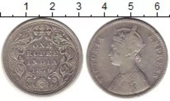 Монета рупия Индии 1879 года Серебро Виктория