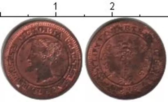 Монета 1/4 цента Цейлона 1898 года Медь Виктория