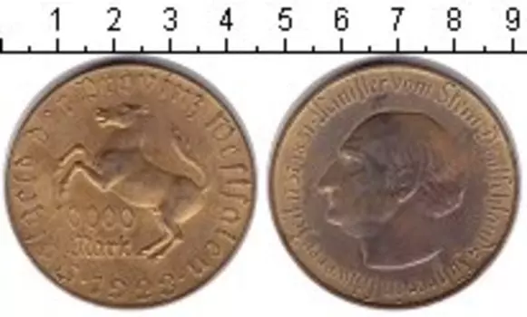 Монета 10000 марок Вестфалии 1923 года Медь Минилтер вон Штейн