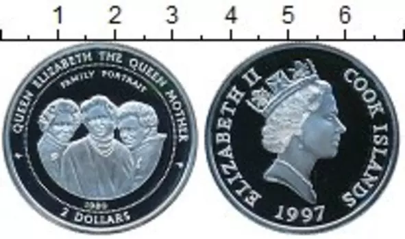 Монета 2 доллара Островов Кука 1997 года Серебро Елизавета II