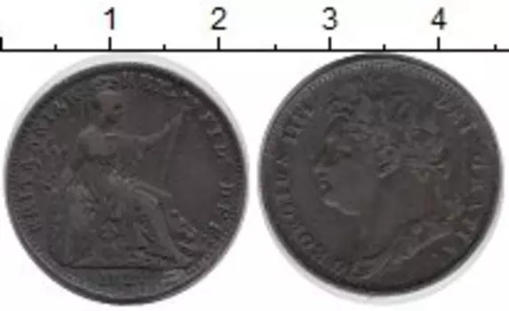 Монета фартинг Англии 1822 года Медь Георг IV