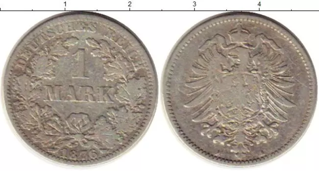 Монета марка Германии 1876 года Серебро A