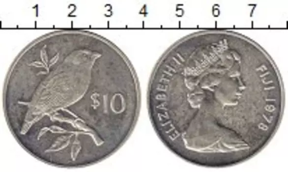 Монета 10 долларов Фиджи 1978 года Серебро Птица