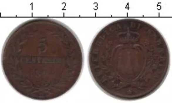Монета 5 сентесим Сан-Марино 1894 года Медь