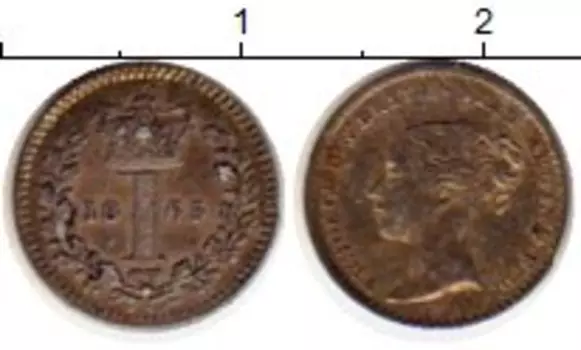 Монета пенни Англии 1865 года Серебро Виктория