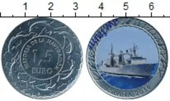 Монета 1,5 евро Испании 2019 года Медно-никель Цифровая печать
