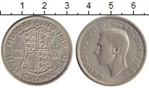 Монета 1/2 кроны Англии 1940 года Серебро Георг VI