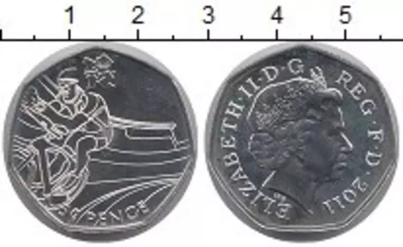 Монета 50 пенсов Англии 2011 года Серебро Олимпийские игры, велоспорт