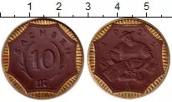 Монета 10 пфеннигов Германия : Нотгельды 1921 года Фарфор Саксония