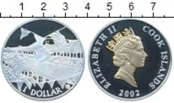 Монета доллар Островов Кука 2002 года Серебро Золотой юбилей