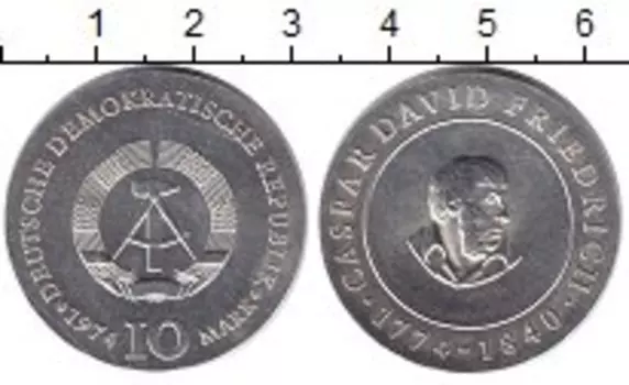 Монета 10 марок ГДР 1974 года Серебро Каспар Давид Фридрих