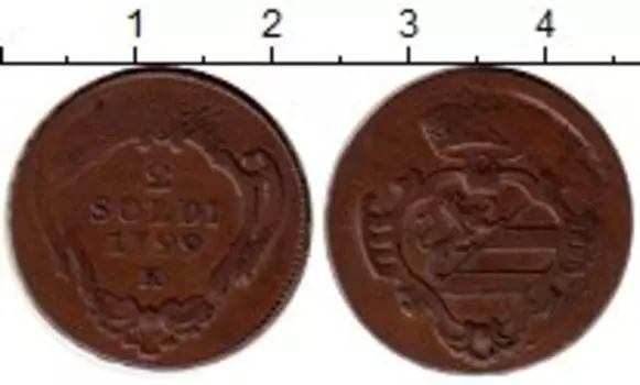 Монета 2 сольди Гориции 1799 года Медь К
