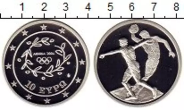 Монета 10 евро Греции 2004 года Серебро Олимпиада в Афинах -2004 Метание диска