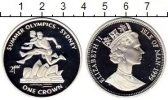 Монета крона Острова Мэн 1999 года Серебро Елизавета II