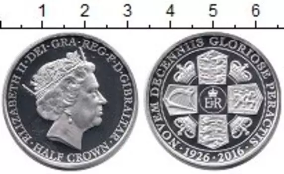 Монета 1/2 кроны Гибралтара 2016 года Серебро 90 лет Елизавете II