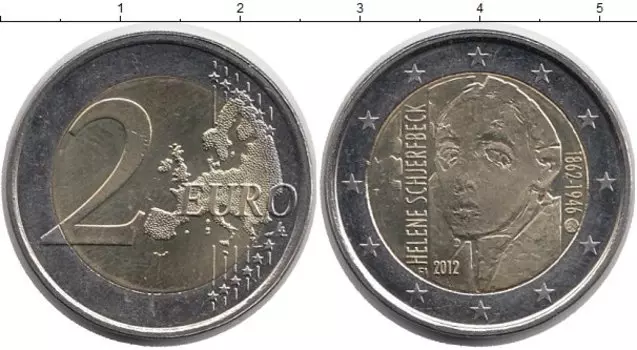 Монета 2 евро Финляндии 2012 года Биметалл Хелена Шехербек
