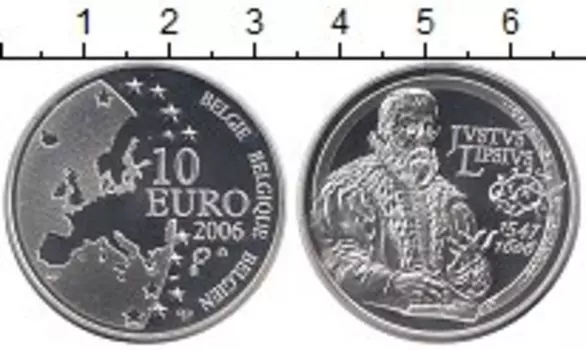 Монета 10 евро Бельгии 2006 года Серебро 400 лет со смерти Юста Липсия