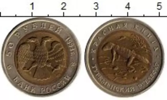 Монета 50 рублей России 1993 года Биметалл Туркменский зублефар