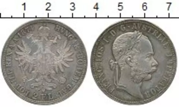 Монета 2 флорина Австрии 1874 года Серебро Франс Иосиф I