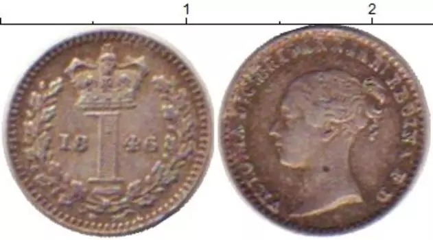 Монета пенни Англии 1846 года Серебро Виктория