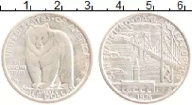 Монета 1/2 доллара Америки 1936 года Серебро Мост Сан - Франциско - Окленд