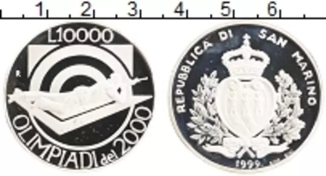 Монета 10000 лир Сан-Марино 1999 года Серебро Олимпиада 2000