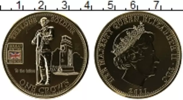 Монета крона Тристан-да-Куньи 2011 года Одинокий солдат, Позолота (Пьеор 53