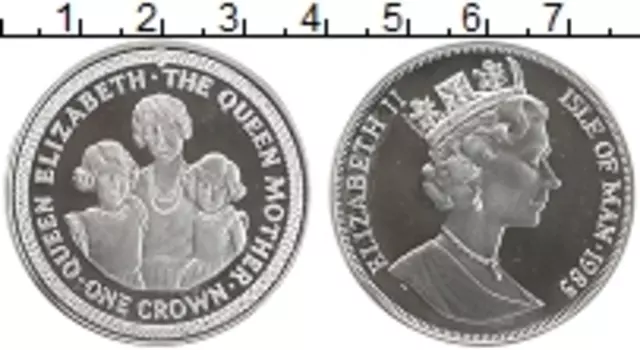 Монета крона Острова Мэн 1985 года Серебро Елизавета II