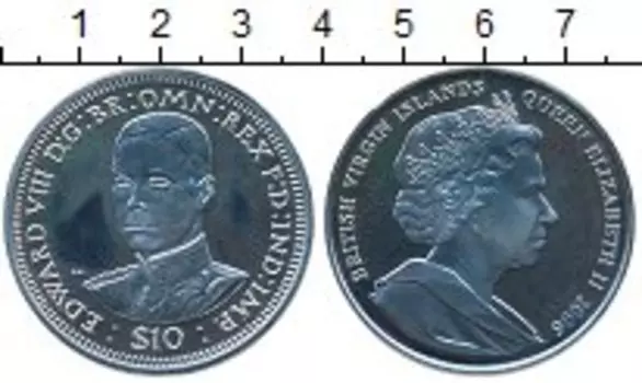 Монета 10 долларов Виргинских островов 2006 года Серебро Эдвард VIII