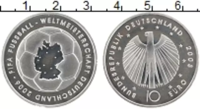 Монета 10 евро Германии 2003 года Серебро Чемпионат Мира по футболу