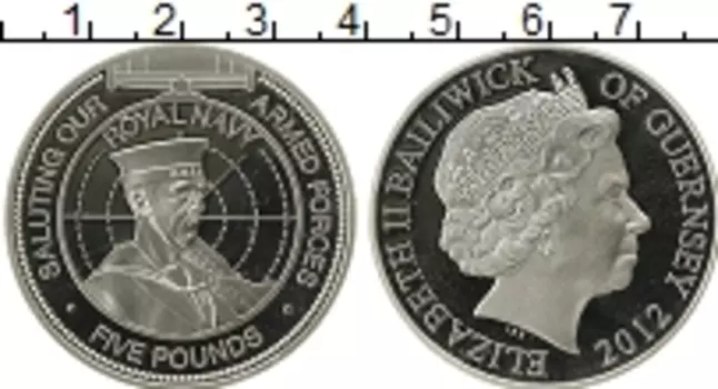 Монета 5 фунтов Гернси 2012 года Серебро Королевская навигация