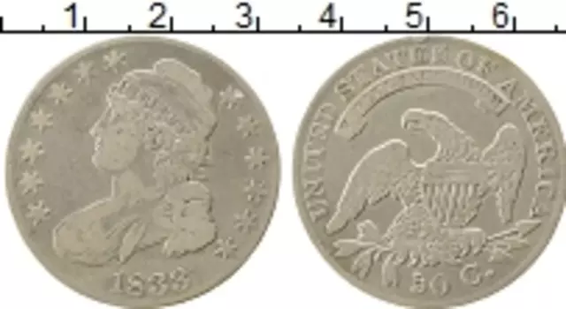 Монета 50 центов Америки 1833 года Серебро Орел