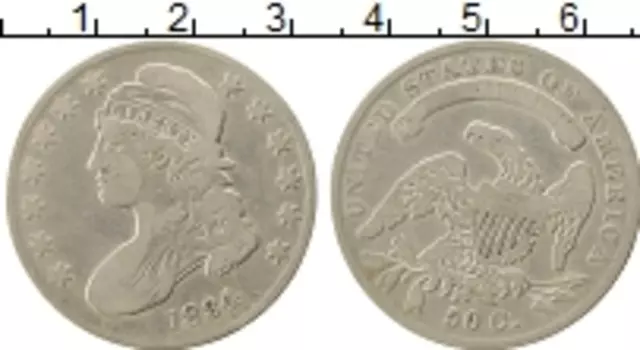 Монета 50 центов Америки 1834 года Серебро Орел