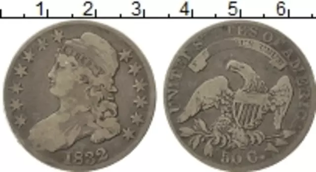 Монета 50 центов Америки 1832 года Серебро Орел