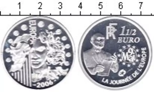 Монета 1/2 евро Франции 2006 года Серебро Европа